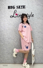 Bộ đùi màu trơn BIGSIZE QCCC chất mịn đẹp co giãn mặc mát logo Meo- 18350 - Hồng