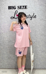 Bộ đùi màu trơn BIGSIZE QCCC chất mịn đẹp co giãn mặc mát logo Meo- 18350 - Hồng