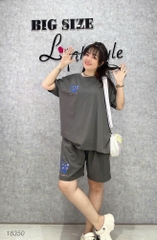 Bộ đùi màu trơn BIGSIZE QCCC chất mịn đẹp co giãn mặc mát logo Meo- 18350 - Xám