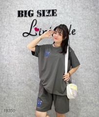 Bộ đùi màu trơn BIGSIZE QCCC chất mịn đẹp co giãn mặc mát logo Meo- 18350 - Xám