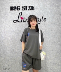 Bộ đùi màu trơn BIGSIZE QCCC chất mịn đẹp co giãn mặc mát logo Meo- 18350 - Xám