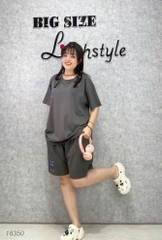 Bộ đùi màu trơn BIGSIZE QCCC chất mịn đẹp co giãn mặc mát logo Meo- 18350 - Xám