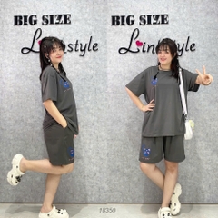 Bộ đùi màu trơn BIGSIZE QCCC chất mịn đẹp co giãn mặc mát logo Meo- 18350 - Xám