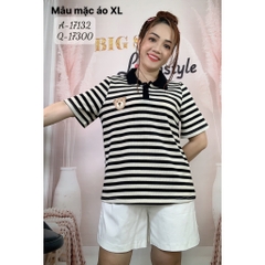 Áo Polo Tshirt BIGSIZE logo G- kẻ Sọc To - 17132
