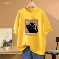 S00210- Áo thun BIGSIZE Quảng Châu cổ tròn hình M- FANCY VÀNG -18159