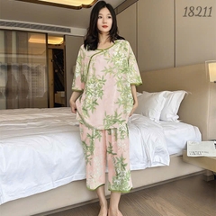 Bộ lửng BIGSIZE QCCC SL.Trung Hoa Lá trẻ trung, sang trọng - 18211- HỒNG