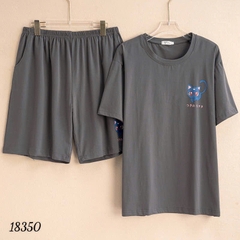 Bộ đùi màu trơn BIGSIZE QCCC chất mịn đẹp co giãn mặc mát logo Meo- 18350 - Xám