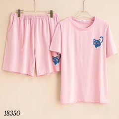 Bộ đùi màu trơn BIGSIZE QCCC chất mịn đẹp co giãn mặc mát logo Meo- 18350 - Hồng