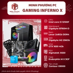 Bộ máy tính bàn - linh kiện PC Gaming (I3-12100F/ 2x8GB/ SSD 256GB/ GTX 1650/ No OS)