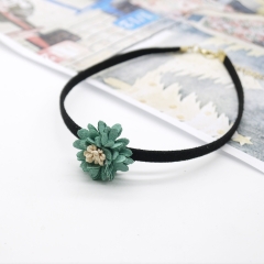 Choker đen mảnh đính hoa vải màu ngẫu nhiên 0.5*(30+8)cm