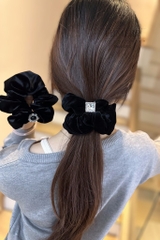 Dây Buộc Tóc Scrunchies Đính Đá Sang Trọng 4cm