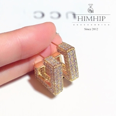 Khuyên Tai Hợp Kim Cao Cấp Hình Thoi Mix Đá Sang Trọng 1.5*2.3cm