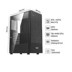 Vỏ case máy tính Darkflash A290 (ATX - Màu Đen)