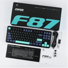 Bàn phím cơ Aula F87/ F87 PRO Xanh đậm+đen+xanh cổ vịt, Greywood V4 switch (Bluetooth/Wireless/ LED RGB)