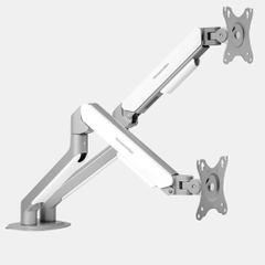 Giá treo màn hình HyperWork T6 Pro Dual 2025-SLV (2 màn hình/ 22inch - 32inch/ Xám trắng/ Gắn bàn)