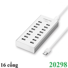 Bộ chia USB 2.0 ra 16 cổng hỗ trợ nguồn ngoài DC 12V chính hãng Ugreen 20298 cao cấp