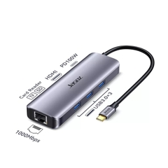 HUB 8 in 1 USB Type C sang HDMI+RJ45 gigabit+3x USB 3.0+PD+SD/TF JASOZ T-H112