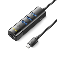 Bộ chia HUB USB-C ra 4 cổng USB 3.0 màu đen dài 30cm hiệu JASOZ F117 T-F154