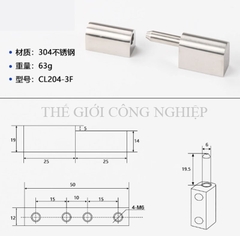 Bản lề CL204 công – mẹ inox tháo lắp – Bản lề tủ điện