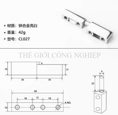 Bản lề CL204 công – mẹ inox tháo lắp – Bản lề tủ điện