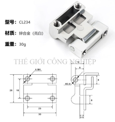 Bản lề CL234 cho tủ điện, tủ mạng – Bản lề gắn ngoài cửa tủ