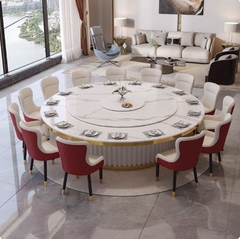 Bộ bàn ăn mâm xoay điện tự động cho nhà hàng khách sạn với kích thước bàn 1,8m, 2m, 3m  BA07