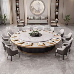 Bộ bàn ăn mâm xoay điện tự động cho nhà hàng khách sạn với kích thước bàn 1,8m, 2m, 3m  BA07