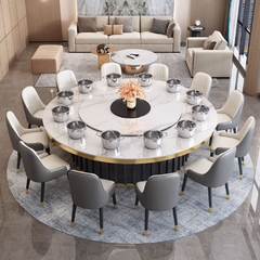 Bộ bàn ăn mâm xoay điện tự động có điều chỉnh tốc độ với mặt đá lớn 15 đến 20 người dùng BA06