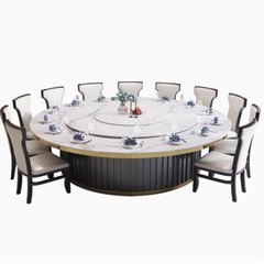 Bộ bàn ăn mâm xoay điện tự động có điều chỉnh tốc độ với mặt đá lớn 15 đến 20 người dùng BA06