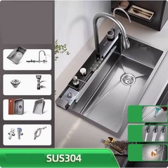 Chậu rửa nhà bếp một hố thông minh có điều khiển nhiệt độ và công nghệ làm sạch nước nano