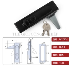 Khóa phẳng MS730-1 – Khóa inox, hợp kim kẽm, dạng nút nhấn bật cho tủ điện, tủ điều khiển