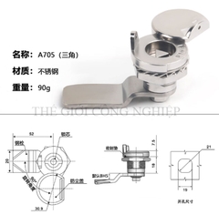 Khóa tủ điện inox A705/A705-3A – Khóa trụ, khóa cam, khóa tam giác đa năng cho tủ điện