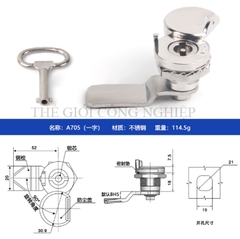 Khóa tủ điện inox A705/A705-3A – Khóa trụ, khóa cam, khóa tam giác đa năng cho tủ điện