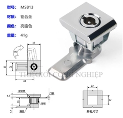 Khóa vuông inox MS813 – Khóa cam cho tủ điện AE, khóa tủ điện Rittal,