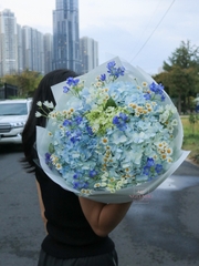 Bó Hoa Cẩm Tú Cầu mix Delphinium & Cúc Tana