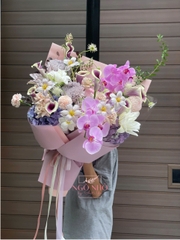 Bó Hoa Tông Hồng Tím Lan Hồ Điệp Mix Tulip