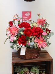 Giỏ Hoa Tone Đỏ 024