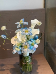 Bó Hoa Cưới Tulip Xanh Mix Rum Trắng