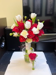 Hoa Cưới Tulip Phối Hồng Đỏ 260