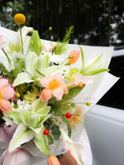 Bó Hoa Tone Xanh Mát 489 | Tulip Hà Lan, Calla Lily, Ly Kép, Cúc Mẫu Đơn