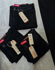 QUAN039- quần jeans đen suông nhà máy full tem dài 98-103cm