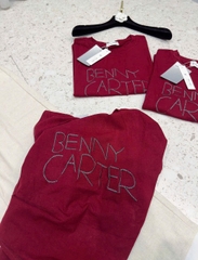 SET483-Set áo thun suông đỏ phối quần ống rộng ren