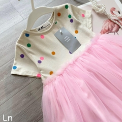 DAMKID010- Đầm tutu bồng màu hồng phối bi -đầm thiết kế