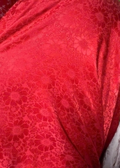 SETKID057-SET áo dài đỏ lụa vân chìm bé gai tặng kèm mấn