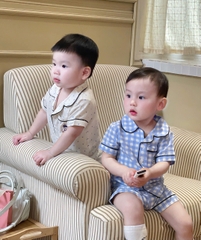 CB245-Combo 2 bộ PIJAMA kẻ karo chạy viền trẻ em chất đũi tằm