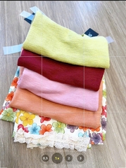 SET450-Áo áo cộc cotton xược trơn mix quần chân ren