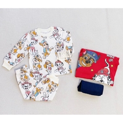 9-27kg Set 2 bộ thun díp dài tay bé trai in hình cún cứu hộ đỏ be-CB159