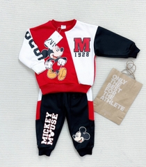 BN132-(9-26kg) Bộ nỉ dài tay bé trai mickey đỏ VNXK