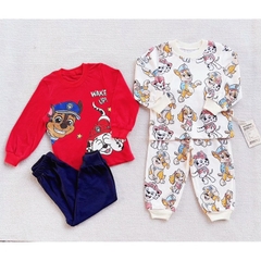 9-27kg Set 2 bộ thun díp dài tay bé trai in hình cún cứu hộ đỏ be-CB159