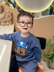 BN161-Bộ nỉ thu đông bé trai xanh dương Thêu Cún VNXK